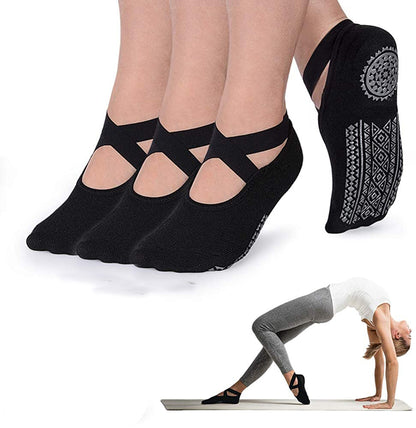 Chaussettes anti-dérapantes de yoga/pilates