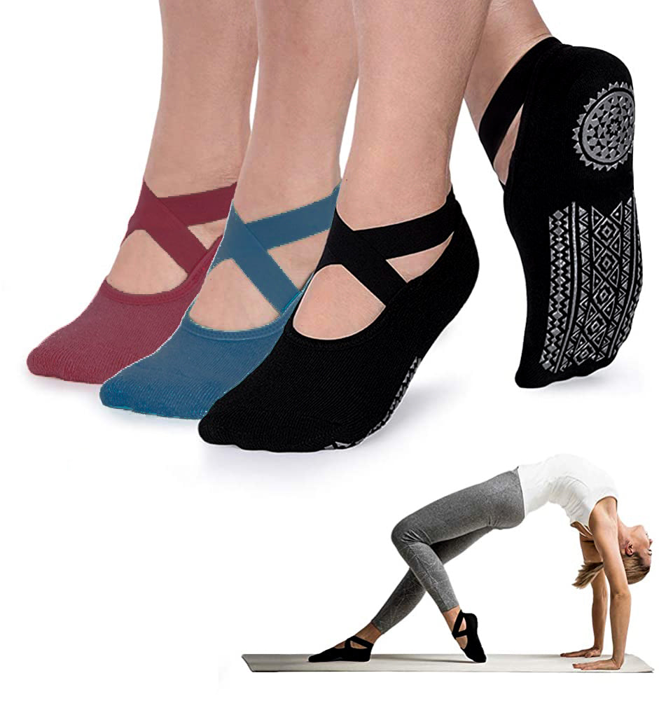 Chaussettes anti-dérapantes de yoga/pilates