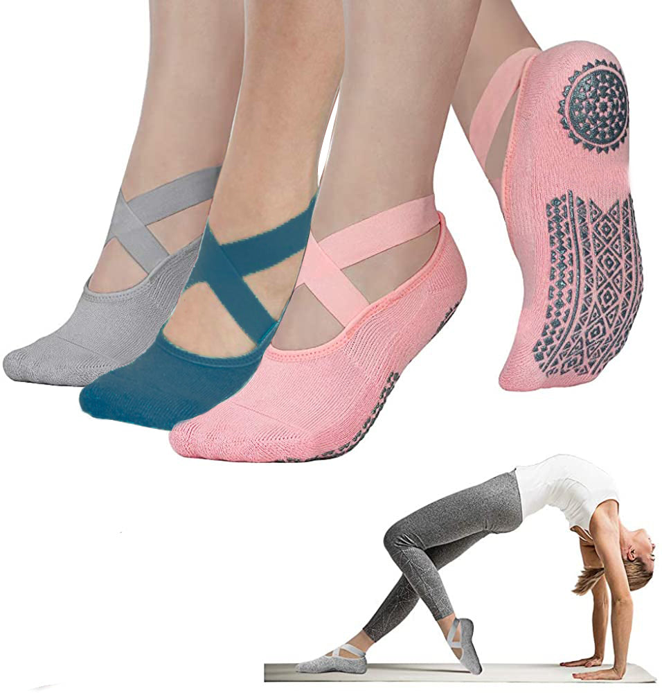 Chaussettes anti-dérapantes de yoga/pilates